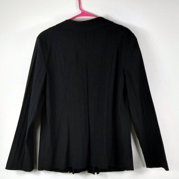 T Milano Black Micro Pleated Triple Lapel Button Up Blazer Sz 14 - Picture 4 of 9